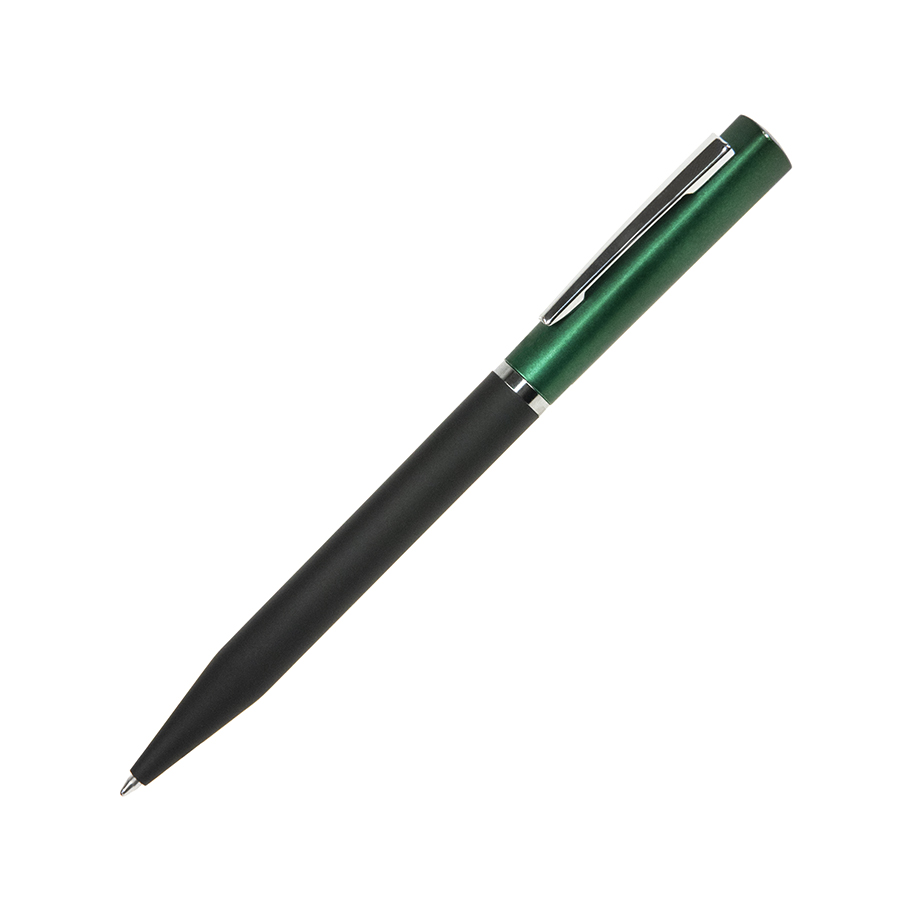 Ручка шариковая M1, пластик, металл, покрытие soft touch, зеленый, черный-0