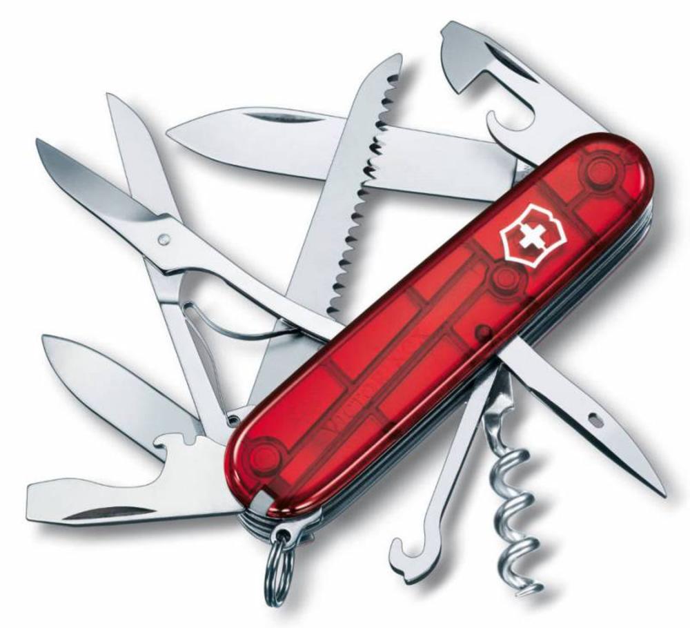 Офицерский нож Huntsman 91, прозрачный красный-0