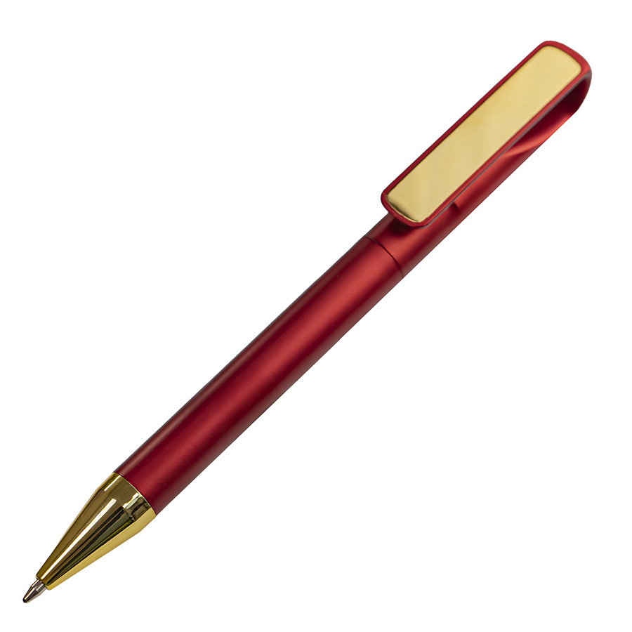 Ручка шариковая GLOSSY GOLD, красный, золотистый-0