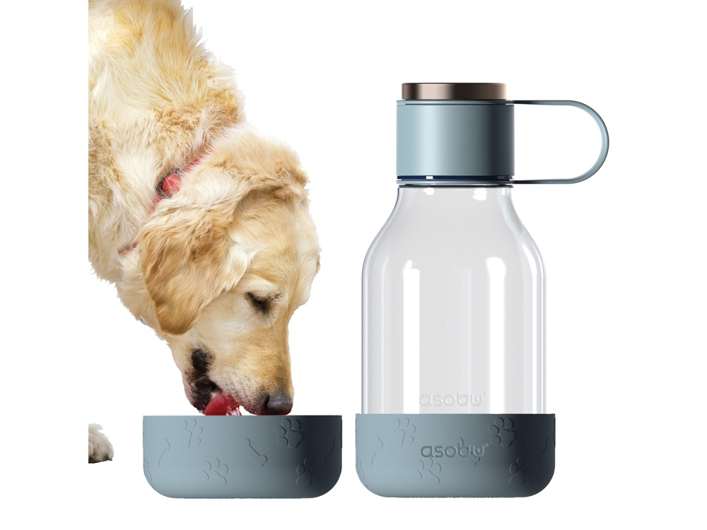 Бутылка для воды 2-в-1 Dog Bowl Bottle со съемной миской для питомцев, 1500 мл, голубой-2