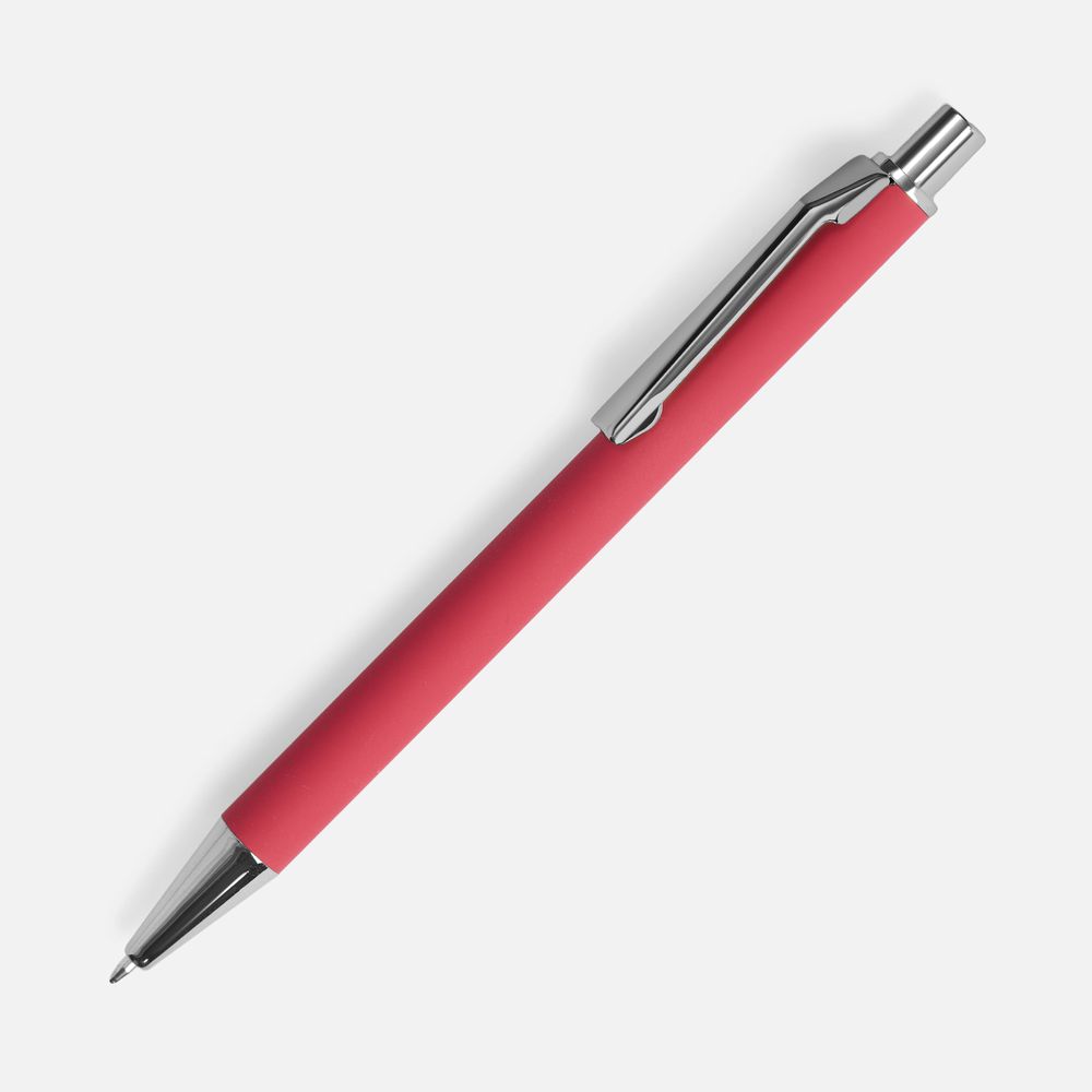 Ручка шариковая Lobby Soft Touch Chrome, красная-1