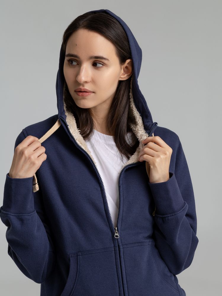 Толстовка унисекс на молнии Sherpa 280, темно-синяя-4