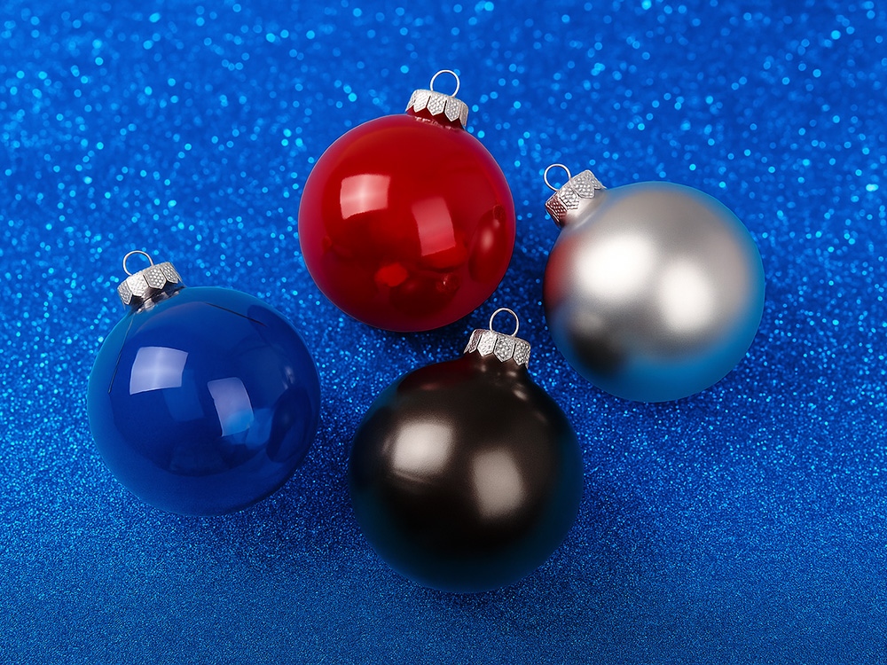 Стеклянный елочный шар Christmas bauble, черный металлик, с серебристым колпачком в черной коробке-4