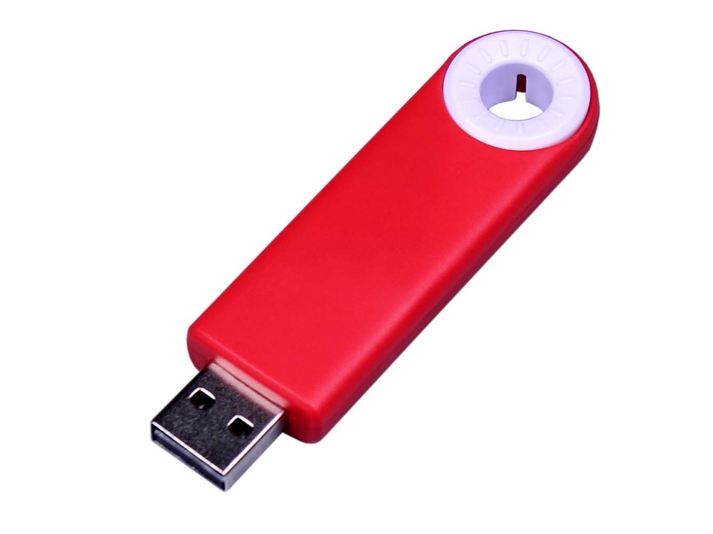 USB-флешка промо на 64 Гб прямоугольной формы, выдвижной механизм, белый-0