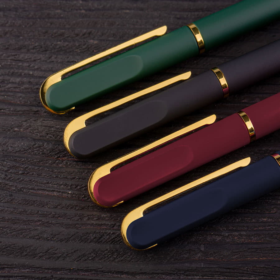 Ручка шариковая FARO, покрытие soft touch, темно-зеленый, золотистый-3