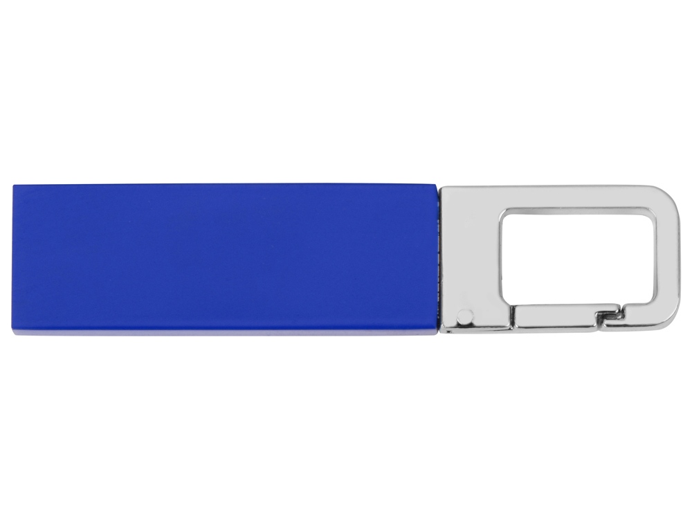 Флеш-карта USB 2.0 16 Gb с карабином Hook, синий/серебристый-1