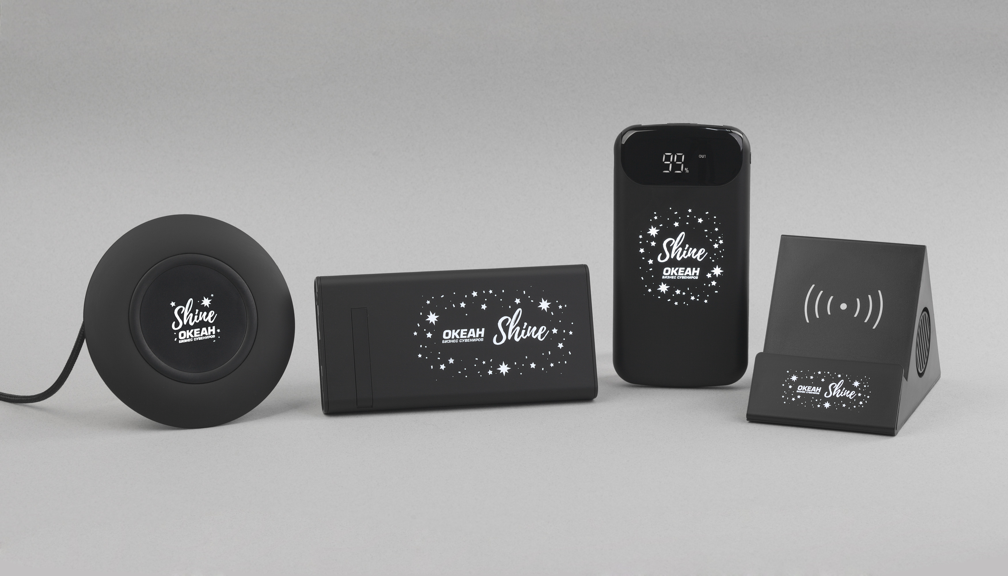 Беспроводное зарядное устройство "Shine SOFTTOUCH", 8000 mAh с подсветкой логотипа и цифровым индикатором заряда-5