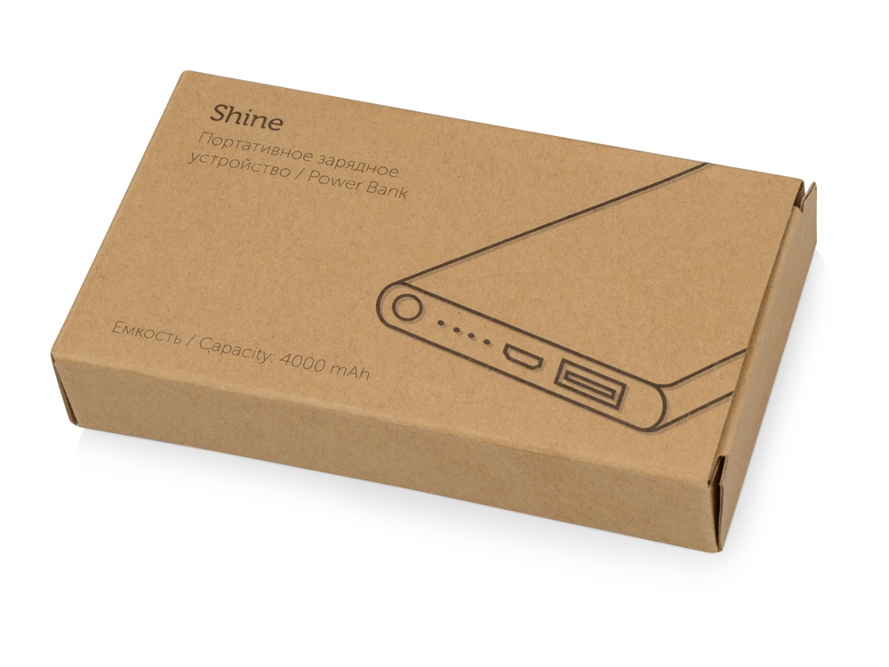 Портативное зарядное устройство Shine с зеркальной гравировкой, 4000 mAh, оранжевый-6