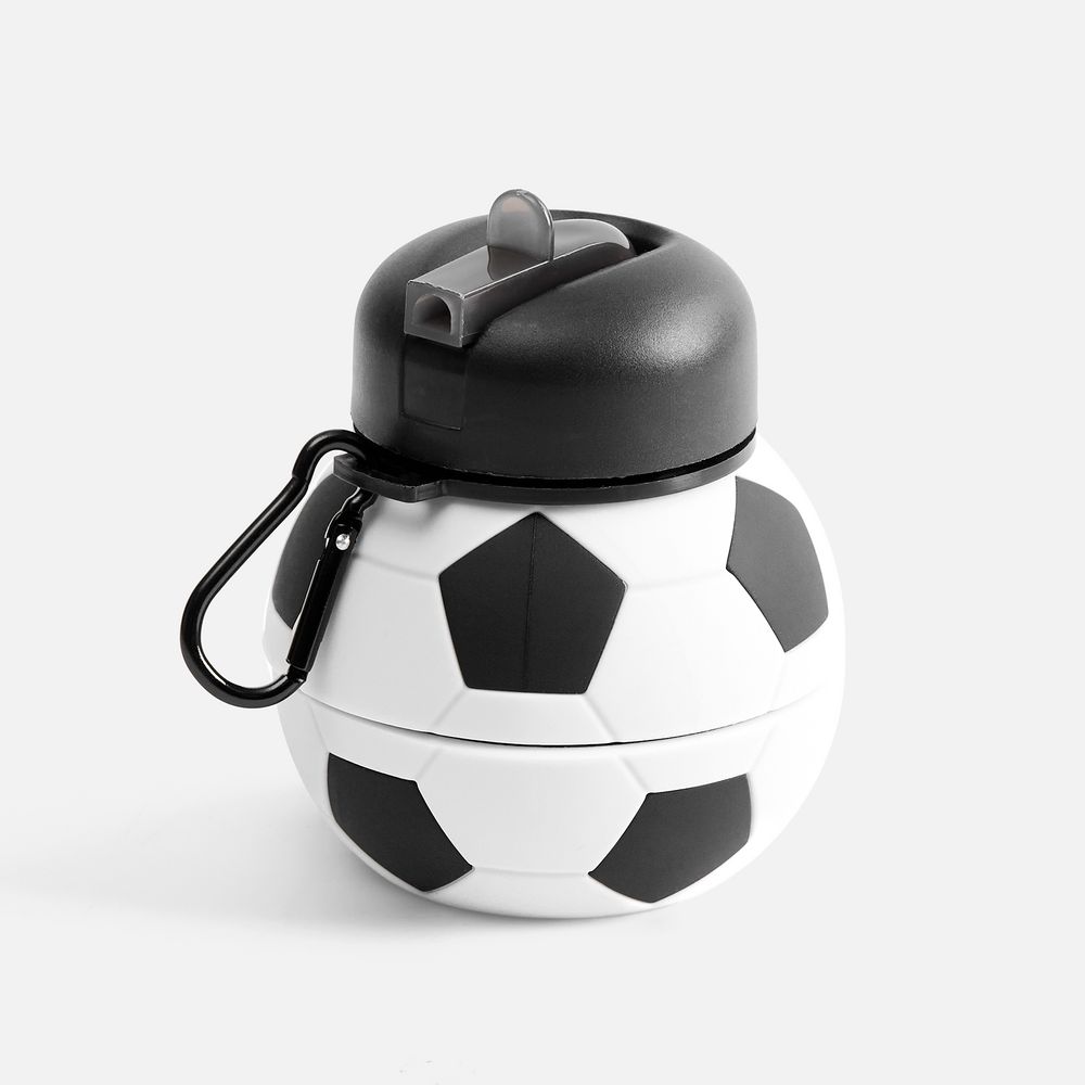Складная бутылка для воды Football Flex, белая с черным-1