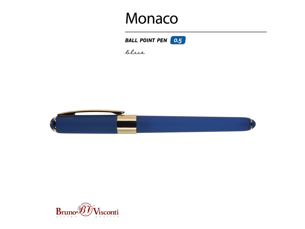 Ручка пластиковая шариковая Monaco, 0,5мм, синие чернила, темно-синий-1