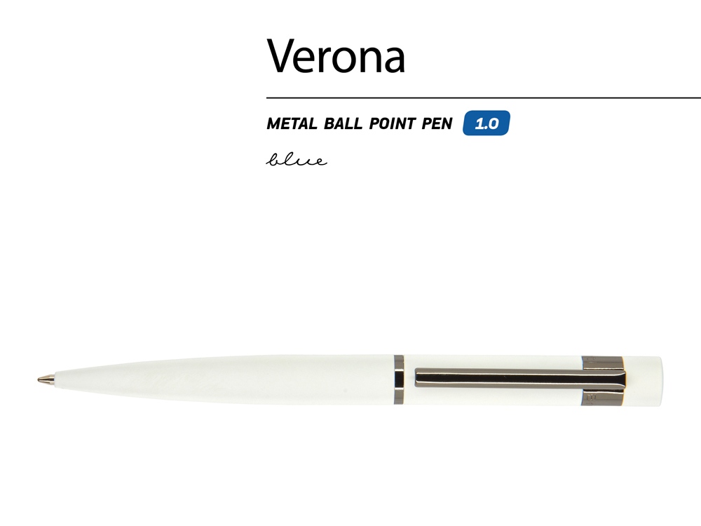 Ручка шариковая автоматическая BrunoVisconti VERONA цвет корпуса белый, soft-touch, 1 мм, синяя-1