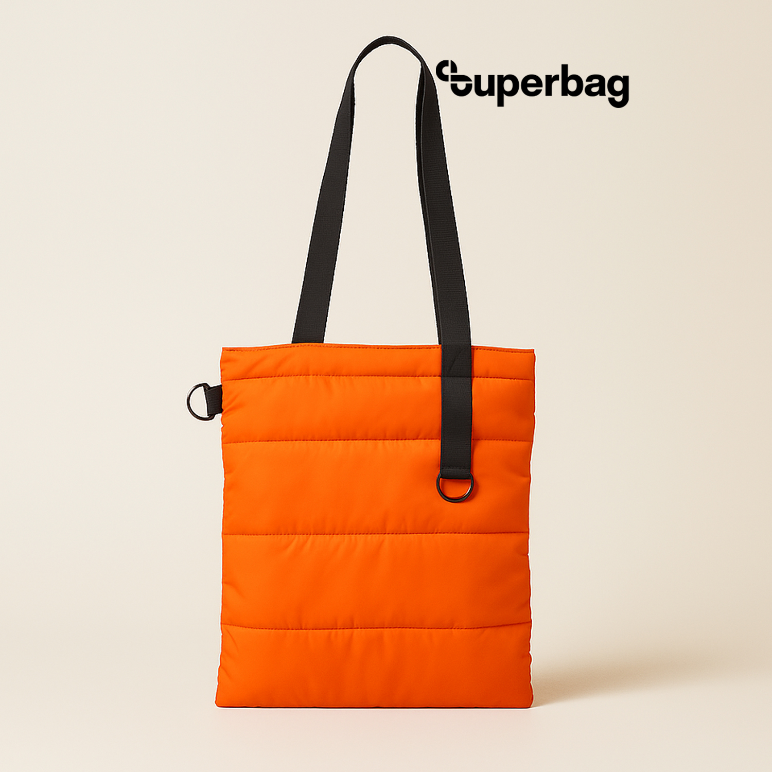 Шоппер Superbag Bubble, стёганый, с магнитной кнопкой (оранжевый с чёрным)-0