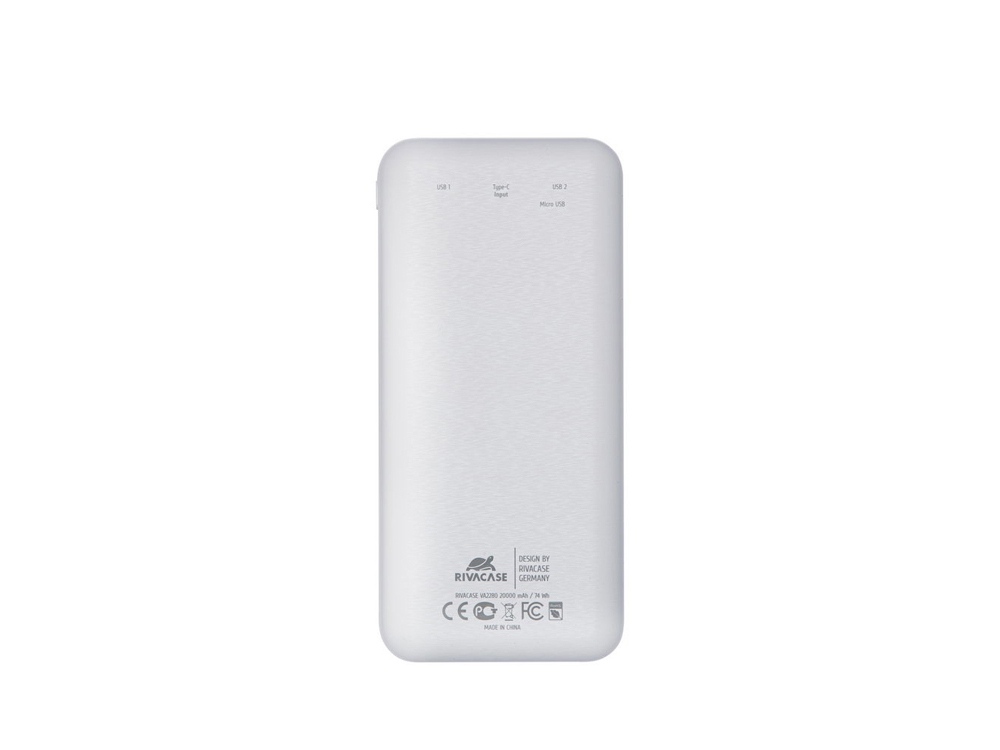 RIVACASE VA2280 (20000mAh) с дисплеем, белый, внешний аккумулятор /24-2