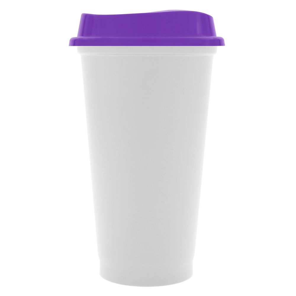Стакан с крышкой Color Cap White, белый с фиолетовым-0