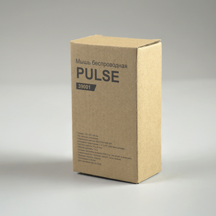 Мышь беспроводная PULSE, черная, пластик, черный-2