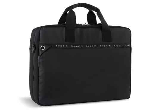 Портфель мужской BUGATTI БЛАНК ОБЛЕГЧЕННАЯ | BLANC DELIGHT, чёрный, нейлон RPET600D/тарпаулин/полиэстер, 40х10х29 см, 10 л