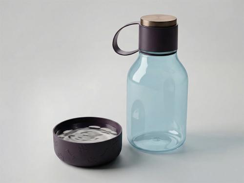 Бутылка для воды 2-в-1 Dog Bowl Bottle со съемной миской для питомцев, 1500 мл, бургунди