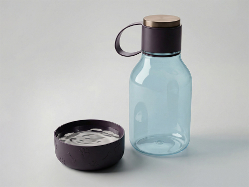 Бутылка для воды 2-в-1 Dog Bowl Bottle со съемной миской для питомцев, 1500 мл, бургунди