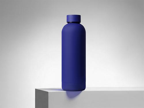 Вакуумная термобутылка Cask Waterline, soft touch, 500 мл, тубус, синий