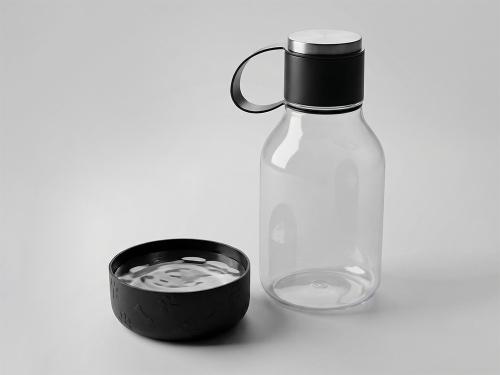 Бутылка для воды 2-в-1 Dog Bowl Bottle со съемной миской для питомцев, 1500 мл, черный