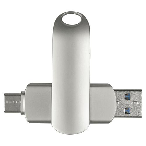 Флеш накопитель USB 3.0 + TYPE C Cupertino, серебристый матовый
