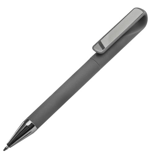 Ручка шариковая GLOSSY GUN с покрытием soft touch, серый, серебристый