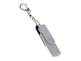 USB-флешка на 256 Гб 2 в 1 поворотный механизм, c дополнительным разъемом Type-C с одноцветным металлическим клипом, белый